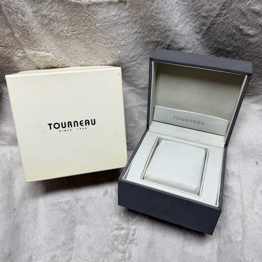 TOURNEAU Gray Watch Box + Outer Box 5x5x3.5 inches